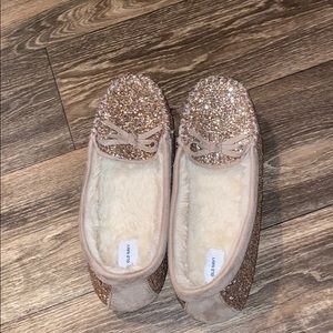 Gold glitter loafers/ slippers